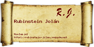 Rubinstein Jolán névjegykártya
