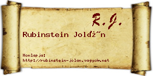 Rubinstein Jolán névjegykártya